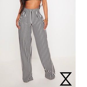 Prettylittlething stripe wide leg trousers